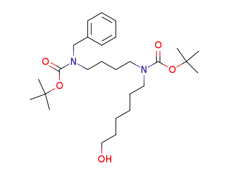 Molecular Structure of 213772-92-0 ([4-(benzyl-<i>tert</i>-butoxycarbonyl-amino)-butyl]-(6-hydroxy-hexyl)-carbamic acid <i>tert</i>-butyl ester)