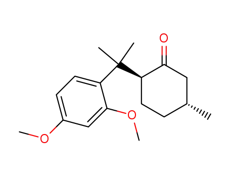 Molecular Structure of 322640-10-8 ((2S,5R)-2-[1-(2,4-Dimethoxy-phenyl)-1-methyl-ethyl]-5-methyl-cyclohexanone)