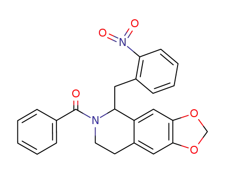 Molecular Structure of 7262-62-6 (6-benzoyl-5-(2-nitro-benzyl)-5,6,7,8-tetrahydro-[1,3]dioxolo[4,5-<i>g</i>]isoquinoline)