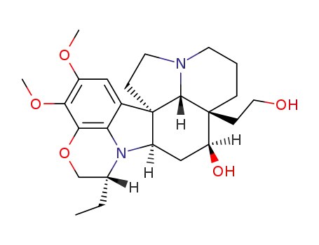 Molecular Structure of 54658-11-6 (22α-Ethyl-15,16-dimethoxy-4,25-secoobscurinervan-4β-ol)