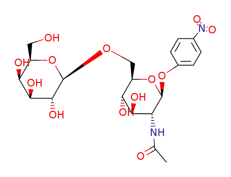 Molecular Structure of 57467-16-0 (4-nitrophenyl 2-(acetylamino)-2-deoxy-6-O-beta-D-galactopyranosyl-beta-D-glucopyranoside)