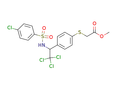 Molecular Structure of 303014-05-3 (methyl 4-[2,2,2-trichloro-1-(4-chlorophenylsulfonylamino)ethyl]phenylsulfanylacetate)