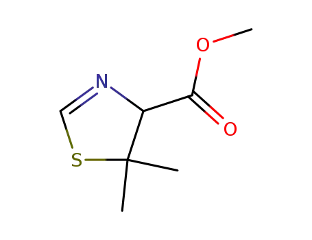 Molecular Structure of 58134-39-7 (4-Thiazolecarboxylic acid, 4,5-dihydro-5,5-dimethyl-, methyl ester)