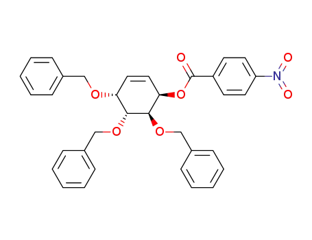 Molecular Structure of 340013-64-1 (4-Nitro-benzoic acid (1R,4R,5R,6R)-4,5,6-tris-benzyloxy-cyclohex-2-enyl ester)