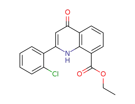Molecular Structure of 90034-66-5 (8-Quinolinecarboxylic acid, 2-(2-chlorophenyl)-1,4-dihydro-4-oxo-, ethyl
ester)