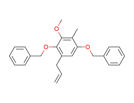 Molecular Structure of 63966-04-1 (Benzene, 3-methoxy-2-methyl-1,4-bis(phenylmethoxy)-5-(2-propenyl)-)