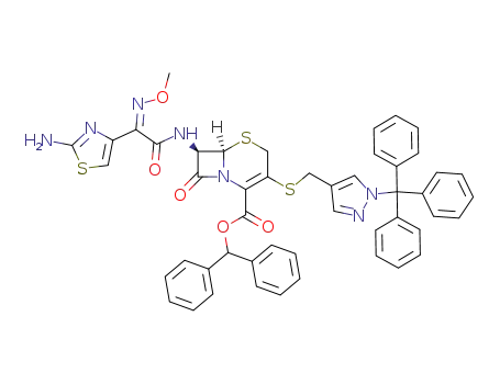 diphenylmethyl 7β-[(Z)-2-(2-aminothiazol-4-yl)-2-(methoxyimino)acetamido]-3-[(1-tritylpyrazol-4-yl)methylthio]-3-cephem-4-carboxylate