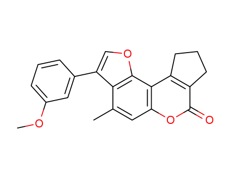 Molecular Structure of 500205-15-2 (3-(3-methoxyphenyl)-4-methyl-9,10-dihydrocyclopenta[c]furo[2,3-f]chromen-7(8H)-one)