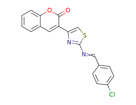 Molecular Structure of 777078-73-6 (2H-1-Benzopyran-2-one,
3-[2-[[(4-chlorophenyl)methylene]amino]-4-thiazolyl]-)