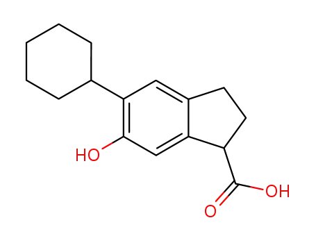 Molecular Structure of 28998-48-3 (5-cyclohexyl-6-hydroxy-2,3-dihydro-1H-indene-1-carboxylic acid)