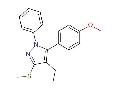 Molecular Structure of 871110-29-1 (4-ETHYL-5-(4-METHOXYPHENYL)-3-METHYLTHIO-1-PHENYL-1H-PYRAZOLE)