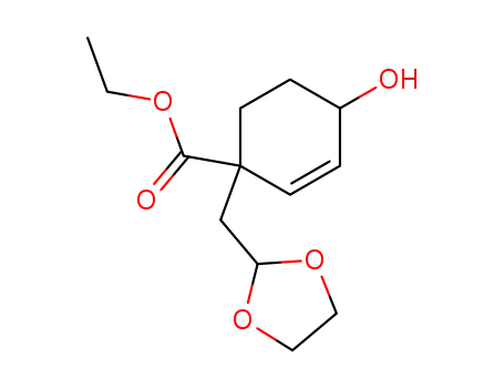 2-Cyclohexene-1-carboxylic acid,
1-(1,3-dioxolan-2-ylmethyl)-4-hydroxy-, ethyl ester