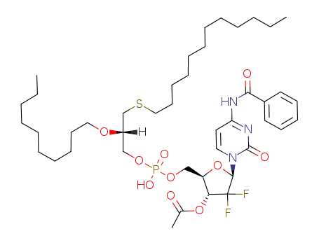 (N-benzoyl-2'-deoxy-2',2'-difluoro-3-acetyl-5'-monophosphate-1-dodecylthio-2-decyloxypropyl)cytidine