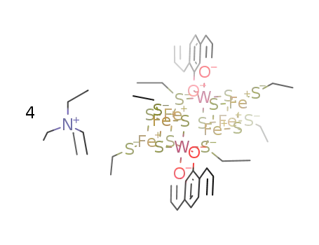 (Et<sub>4</sub>N)4[W<sub>2</sub>Fe<sub>6</sub>S<sub>8</sub>(SEt)6((C<sub>3</sub>H<sub>5</sub>)2cat)2]