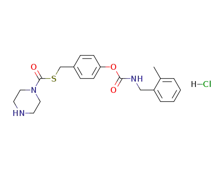 Molecular Structure of 438047-15-5 (S-4-[[(2-Methylbenzyl)amino]carbonyl]oxybenzyl piperazine-1-thiocarboxylate hydrochloride)