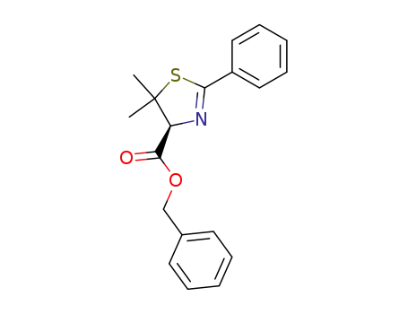 Molecular Structure of 55771-37-4 (4-Thiazolecarboxylic acid, 4,5-dihydro-5,5-dimethyl-2-phenyl-,
phenylmethyl ester, (S)-)