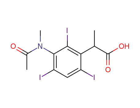 Molecular Structure of 23217-79-0 (2,4,6-Triiodo-3-(N-methylacetylamino)hydratropic acid)