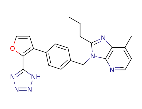 Molecular Structure of 142014-86-6 (3H-Imidazo[4,5-b]pyridine,
7-methyl-2-propyl-3-[[4-[2-(1H-tetrazol-5-yl)-3-furanyl]phenyl]methyl]-)