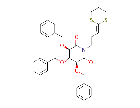 N-<3-(1,3-dithian-2-ylidene)propyl>-(3S,4S,5S,6RS)-3,4,5-tris(benzyloxy)-6-hydroxy-2-piperidinone