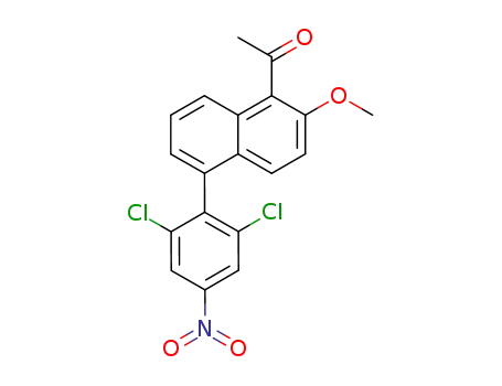 Molecular Structure of 588718-02-9 (Ethanone, 1-[5-(2,6-dichloro-4-nitrophenyl)-2-methoxy-1-naphthalenyl]-)