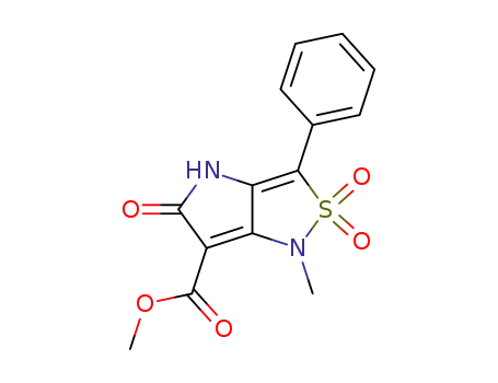 Molecular Structure of 634173-01-6 (1H-Pyrrolo[3,2-c]isothiazole-6-carboxylic acid,
4,5-dihydro-1-methyl-5-oxo-3-phenyl-, methyl ester, 2,2-dioxide)