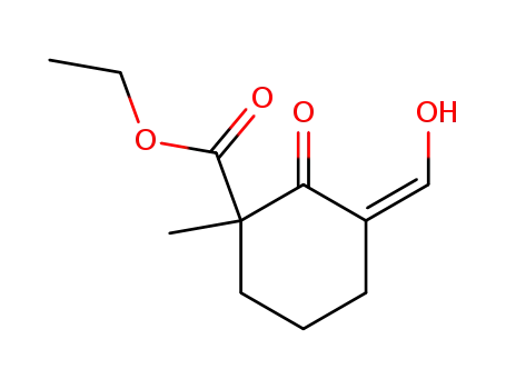 Molecular Structure of 851394-38-2 (Cyclohexanecarboxylic acid, 3-(hydroxymethylene)-1-methyl-2-oxo-,
ethyl ester, (3Z)-)
