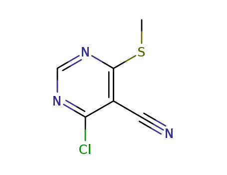 Molecular Structure of 150807-96-8 (4-CHLORO-6-(METHYLTHIO)PYRIMIDINE-5-CARBONITRILE)