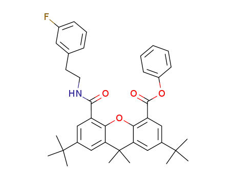 Molecular Structure of 347161-80-2 (2,7-di-tert-butyl-5-[2-(3-fluorophenyl)ethylcarbamoyl]-9,9-dimethyl-9H-xanthene-4-carboxylic acid phenyl ester)