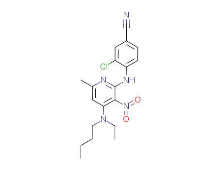 Molecular Structure of 795300-37-7 (4-[4-(butyl-ethyl-amino)-6-methyl-3-nitro-pyridin-2-ylamino]-3-chloro-benzonitrile)
