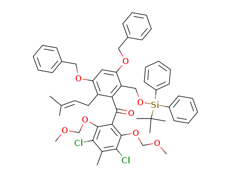 [3,5-bis-benzyloxy-2-(<i>tert</i>-butyl-diphenyl-silanyloxymethyl)-6-(3-methyl-but-2-enyl)-phenyl]-(3,5-dichloro-2,6-bis-methoxymethoxy-4-methyl-phenyl)-methanone