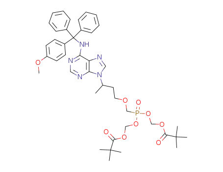 (+/-)-9-[(1-methyl)(3-(di-tert-butylcarbonyloxymethylphosphono)methoxy)propyl]-N<sup>6</sup>-(4-monomethoxytrityl)-adenine