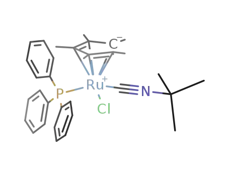Molecular Structure of 112861-26-4 ((C<sub>5</sub>(CH<sub>3</sub>)5)RuCl((CH<sub>3</sub>)3CNC)P(C<sub>6</sub>H<sub>5</sub>)3)