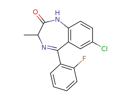 Molecular Structure of 41218-54-6 (2H-1,4-Benzodiazepin-2-one,7-chloro-5-(2-fluorophenyl)-1,3-dihydro-3-methyl-)