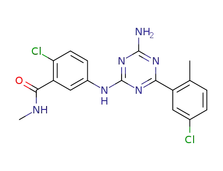 Molecular Structure of 521064-78-8 (Benzamide,
5-[[4-amino-6-(5-chloro-2-methylphenyl)-1,3,5-triazin-2-yl]amino]-2-chlor
o-N-methyl-)