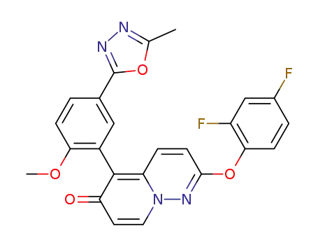 Molecular Structure of 1349264-72-7 (6H-Pyrido[1,2-b]pyridazin-6-one, 2-(2,4-difluorophenoxy)-5-[2-Methoxy-5-(5-Methyl-1,3,4-oxadiazol-2-yl)phenyl]-)