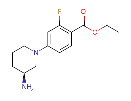 Molecular Structure of 334618-97-2 (ethyl 4-{(3S)-aminopiperidin-1-yl}-2-fluorobenzoate)