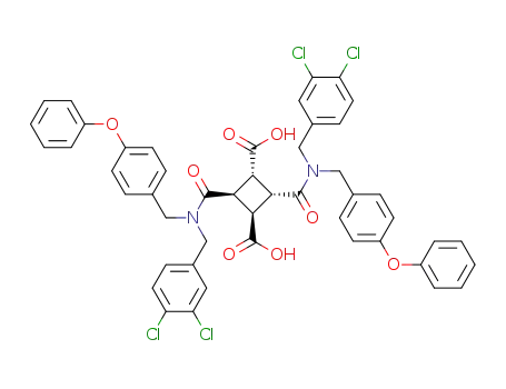 Molecular Structure of 171349-58-9 ((1α,2β,3β,4α)-1,3-Di[N-(3,4-Dichlorobenzyl)-N-(4-phenoxybenzyl)aminocarbonyl]cyclobutane-2,4-dicarboxylic acid)