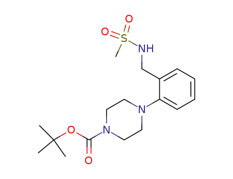 Molecular Structure of 199105-20-9 (1-Piperazinecarboxylic acid,
4-[2-[[(methylsulfonyl)amino]methyl]phenyl]-, 1,1-dimethylethyl ester)
