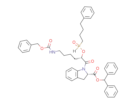 Molecular Structure of 117085-70-8 ((S)-1-[(S)-6-Benzyloxycarbonylamino-2-(4-phenyl-butylphosphinoyloxy)-hexanoyl]-2,3-dihydro-1H-indole-2-carboxylic acid benzhydryl ester)