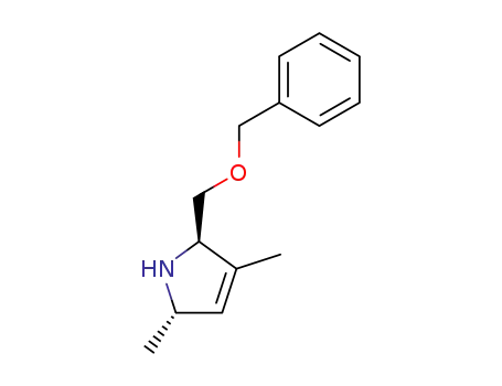 Molecular Structure of 799789-88-1 (1H-Pyrrole,2,5-dihydro-3,5-dimethyl-2-[(phenylmethoxy)methyl]-,(2R,5S)-rel-(9CI))