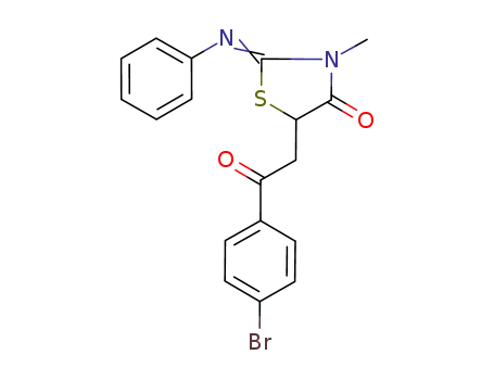 Molecular Structure of 1040550-13-7 (2-phenylimino-3-methyl-5-[2-(4-bromophenyl)-2-oxoethyl]-4-oxo-1,3-thiazolidine)