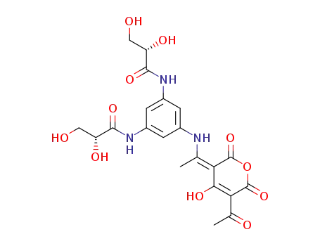 (Z)-N,N'-<5-<<1-(5-acetyl-4-hydroxy-2,6-dioxo-2H-pyran-3(6H)-ylidene)ethyl>amino>-1,3-phenylene>bis<2(R,S'),3-dihydroxypropanamide>