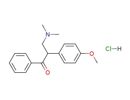 Molecular Structure of 91221-27-1 (1-Propanone, 3-(dimethylamino)-2-(4-methoxyphenyl)-1-phenyl-,
hydrochloride)