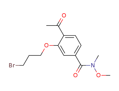 Molecular Structure of 909124-69-2 (Benzamide, 4-acetyl-3-(3-bromopropoxy)-N-methoxy-N-methyl-)