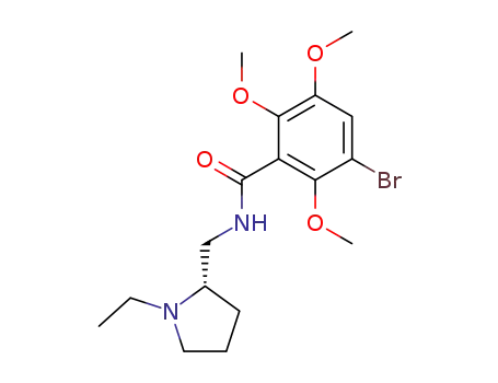 Molecular Structure of 101460-21-3 ((S)-3-bromo-N-<(1-ethyl-2-pyrrolidinyl)methyl>-2,5,6-trimethoxybenzamide)