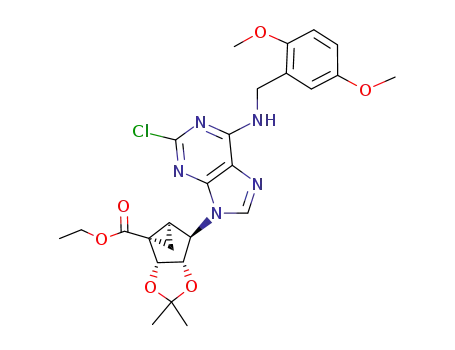 Molecular Structure of 793695-70-2 ((1'S,2'R,3'S,4'R,5'S)-4'-[6-(2,5-dimethoxybenzylamino)-2-chloropurin-9-yl]-2',3'-O-isopropylidenebicyclo[3.1.0]haxane-1'-carboxylic acid ethyl ester)