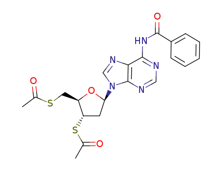 Molecular Structure of 834916-60-8 (Adenosine, N-benzoyl-2'-deoxy-3',5'-dithio-, 3',5'-diacetate)