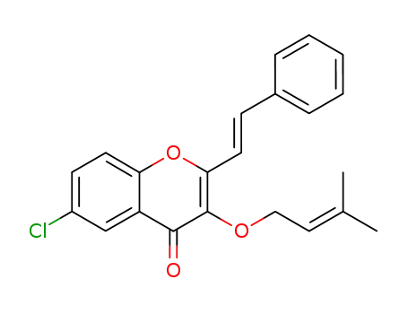 Molecular Structure of 773899-59-5 (3-(3-methylallyloxy)-6-chloro-2-styryl-chromen-4-one)