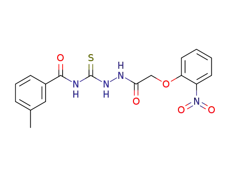 Molecular Structure of 572872-32-3 (Acetic acid, (2-nitrophenoxy)-,
2-[[(3-methylbenzoyl)amino]thioxomethyl]hydrazide)