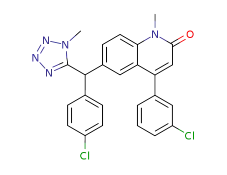 2(1H)-Quinolinone,
4-(3-chlorophenyl)-6-[(4-chlorophenyl)(1-methyl-1H-tetrazol-5-yl)methyl]-
1-methyl-
